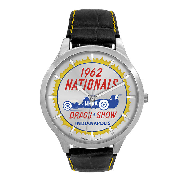 NHRA 62 Nationals Pioneer Black Series Watch In Silver - Front View