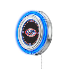 NHRA Logo Blue Neon Clock - Left Side View