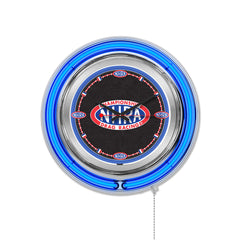 NHRA Logo Blue Neon Clock - Front View