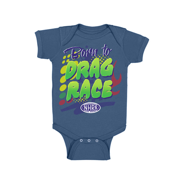 Born to Race Blue Infant Onesie In Blue - Front View