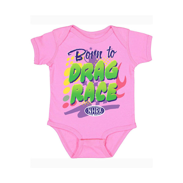 Born to Race Pink Infant Onesie - Front View