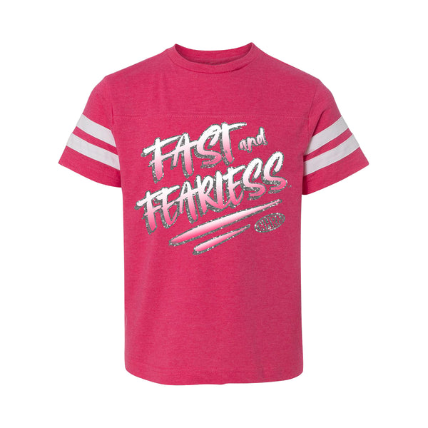Youth Girls Fast and Fearless T-Shirt In Pink - Front View