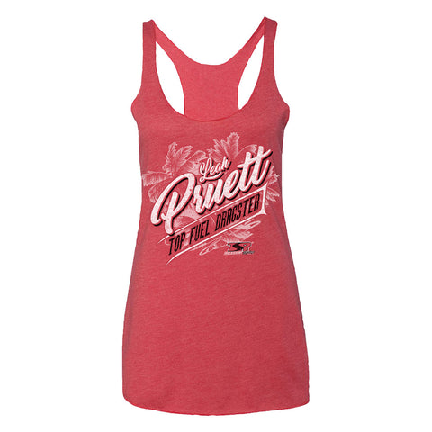 Ladies Leah Pruett Palm Tree Tank Top In Red - Front View