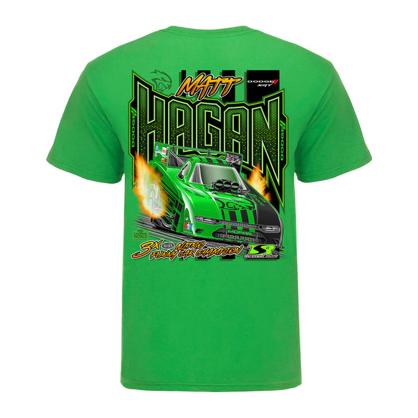 Matt Hagan Dodge Hellcat T-Shirt In Green - Back View