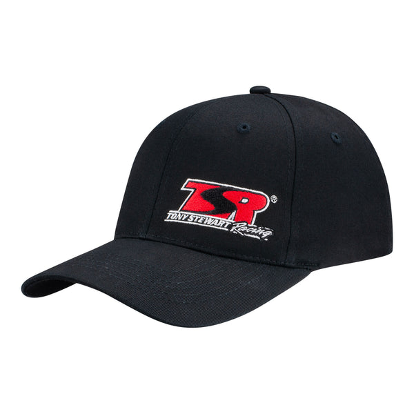 TSR Team Flex-Fit Hat In Black & Red - Angled Left Side View